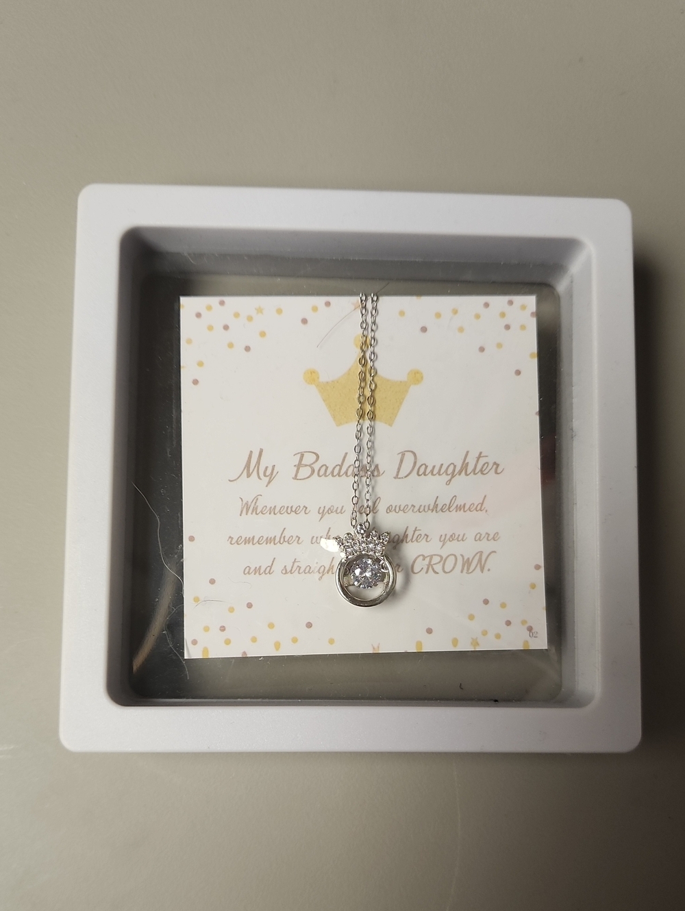My Baddest Daughter Silver Crown Pendant Necklace